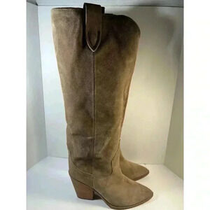 Suede Over-the-Knee Boots in Taupe